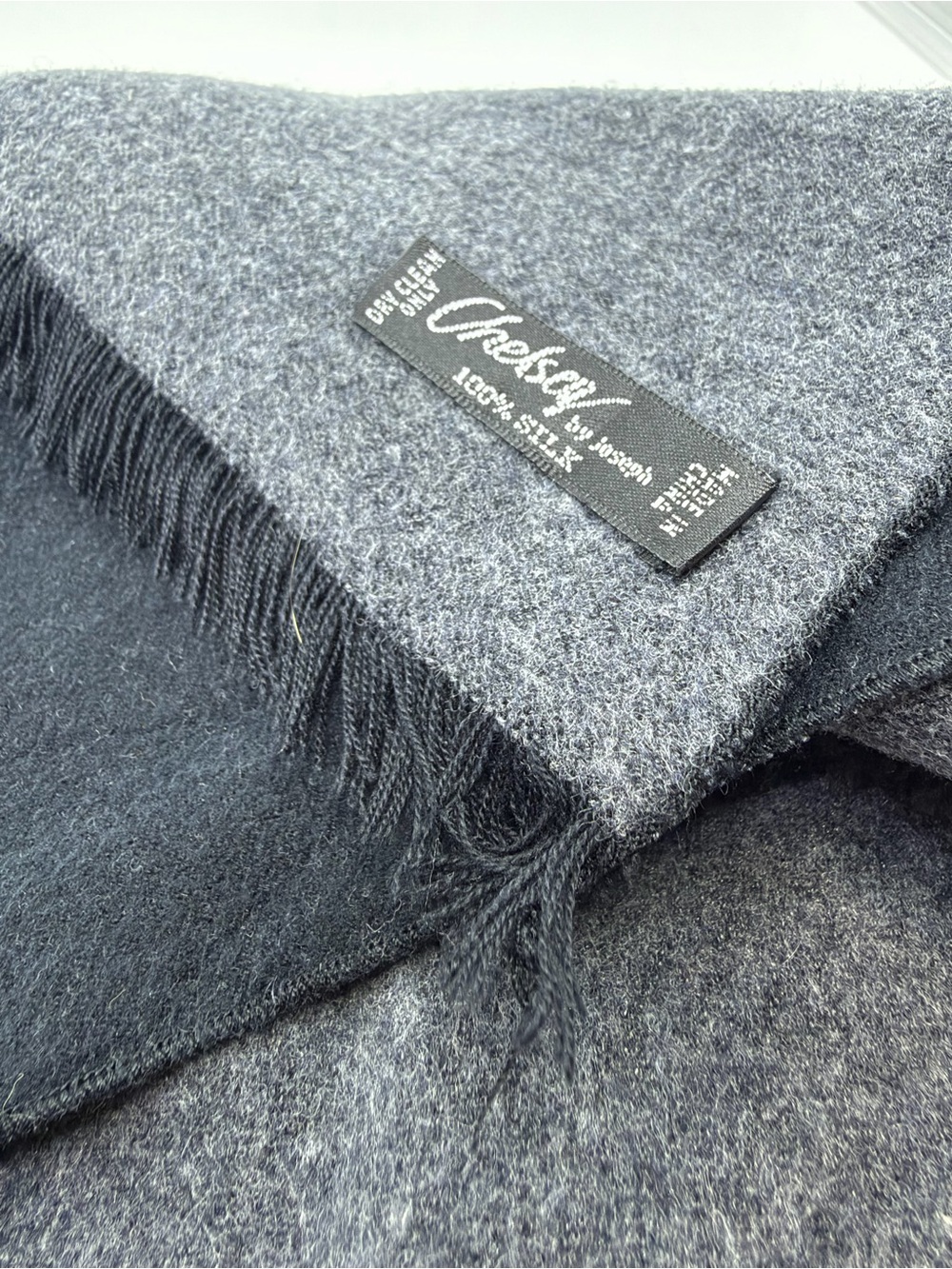 Chelsey by Joseph 100% Silk Oversized Scarf Wrap Grey Black 70x29